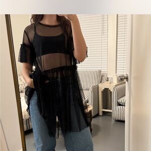 Black Sheer Mesh Top